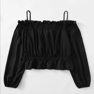 Plus surprise Front Cold Shoulder Shirred Blouse